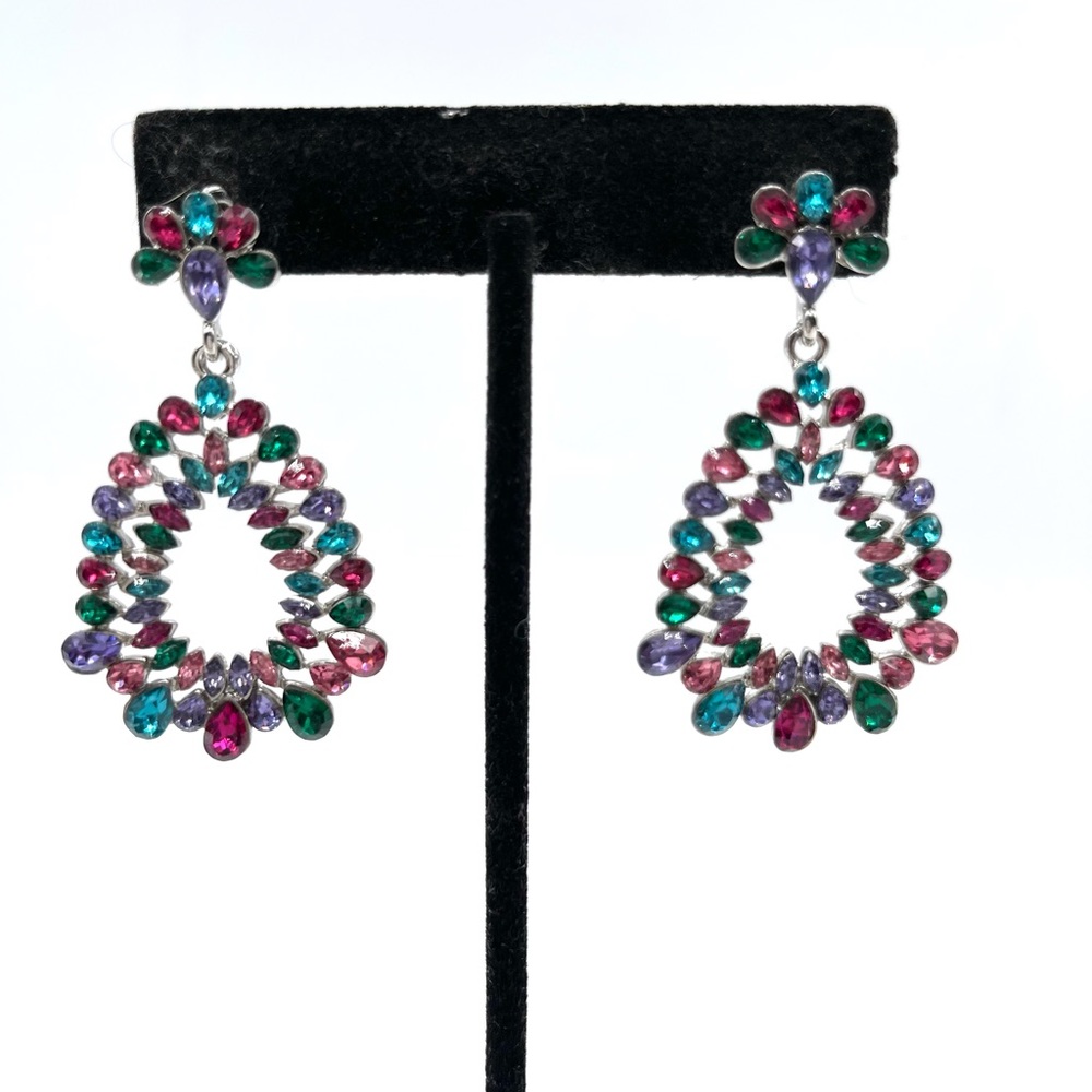 Multicolored Crystals Drop Earrings - image 2